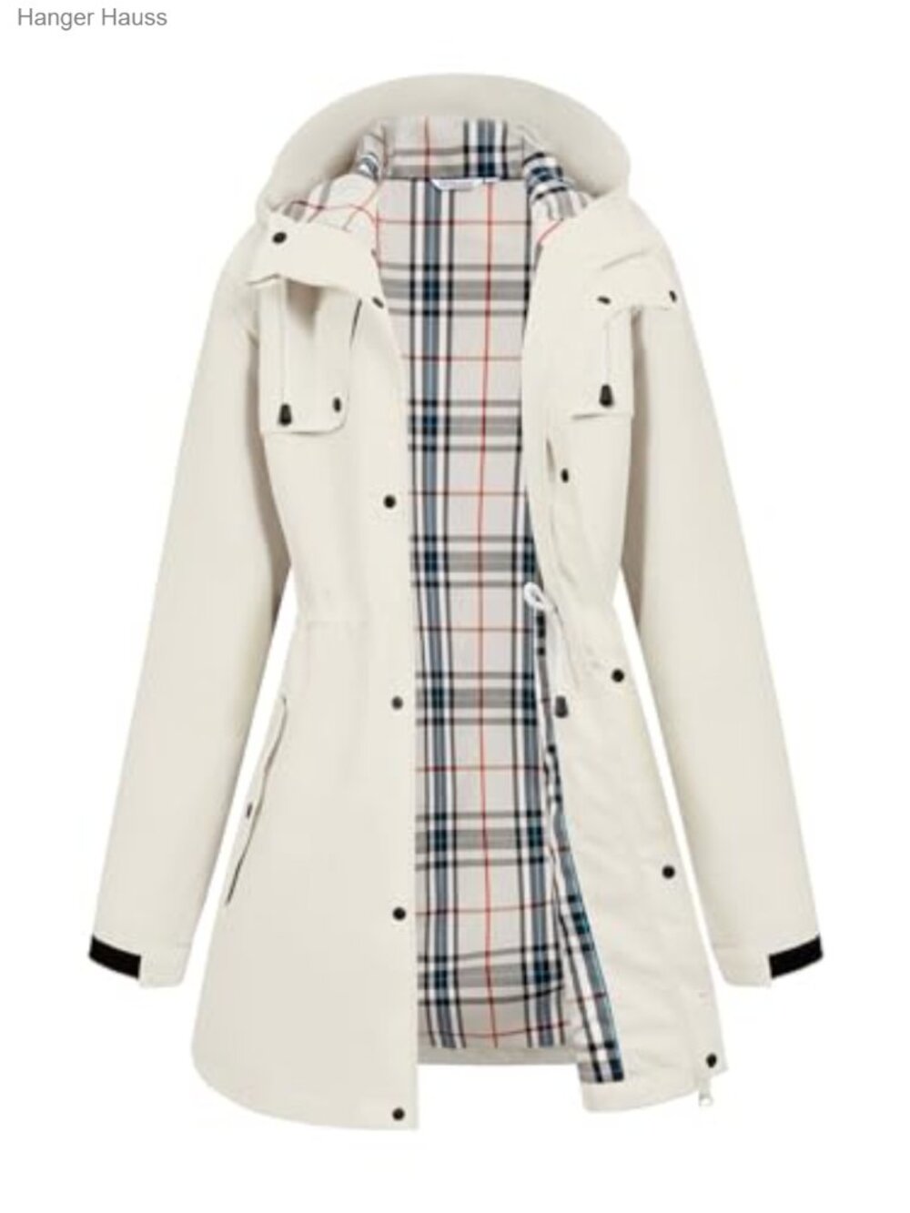 Women's Waterproof Long Hooded Lined Raincoat Jacket S-XXL